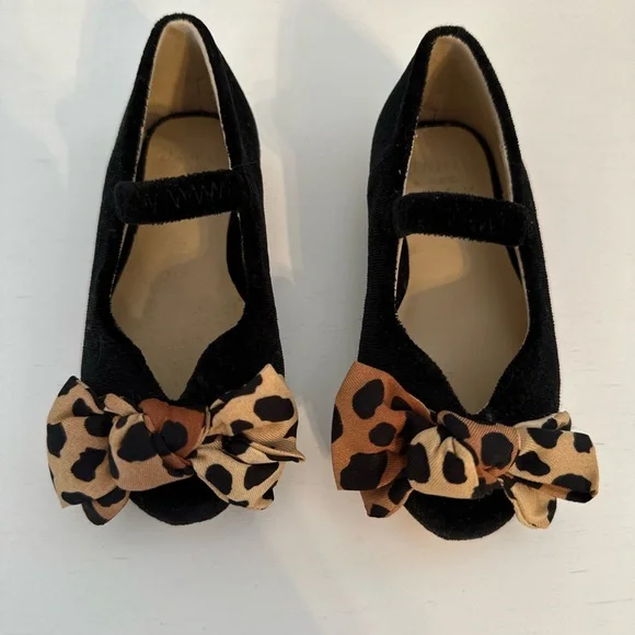Janie and Jack Suede Ballet Flats with Leopard Bow - Toddler - Picture 1 of 9